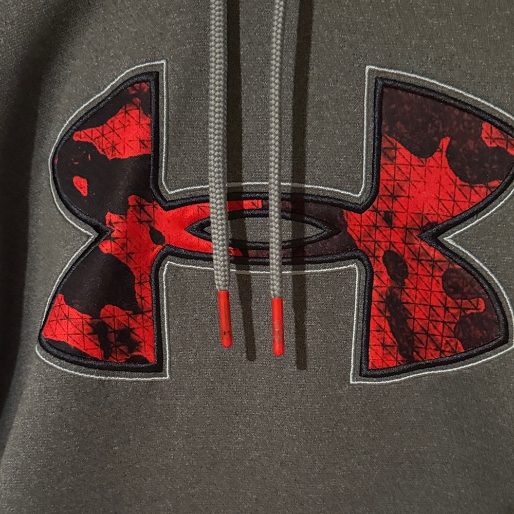 Under Armour Men's Charcoal and Red Hoodie - Picture 2 of 7